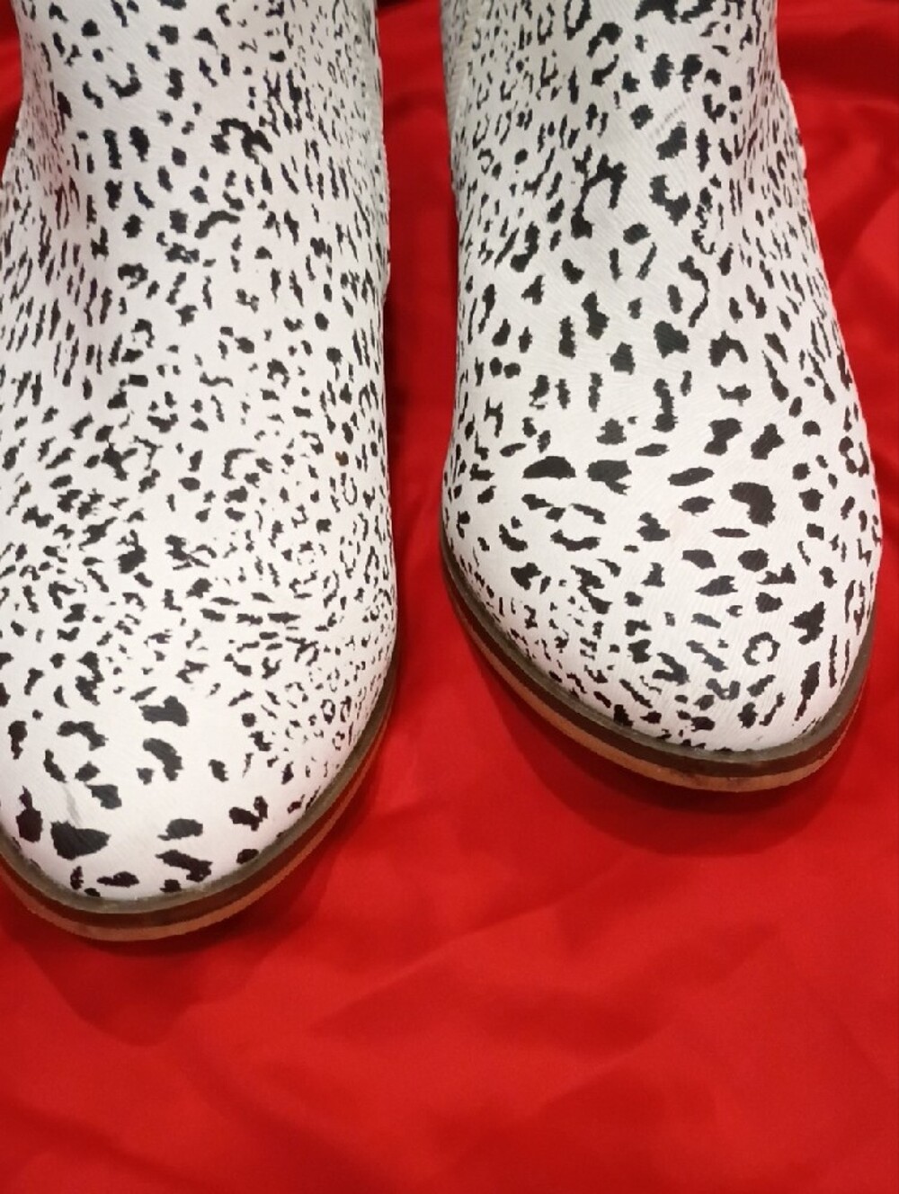 Journee Collection White with Black Spotted Print Ankle Booties - Picture 3 of 10